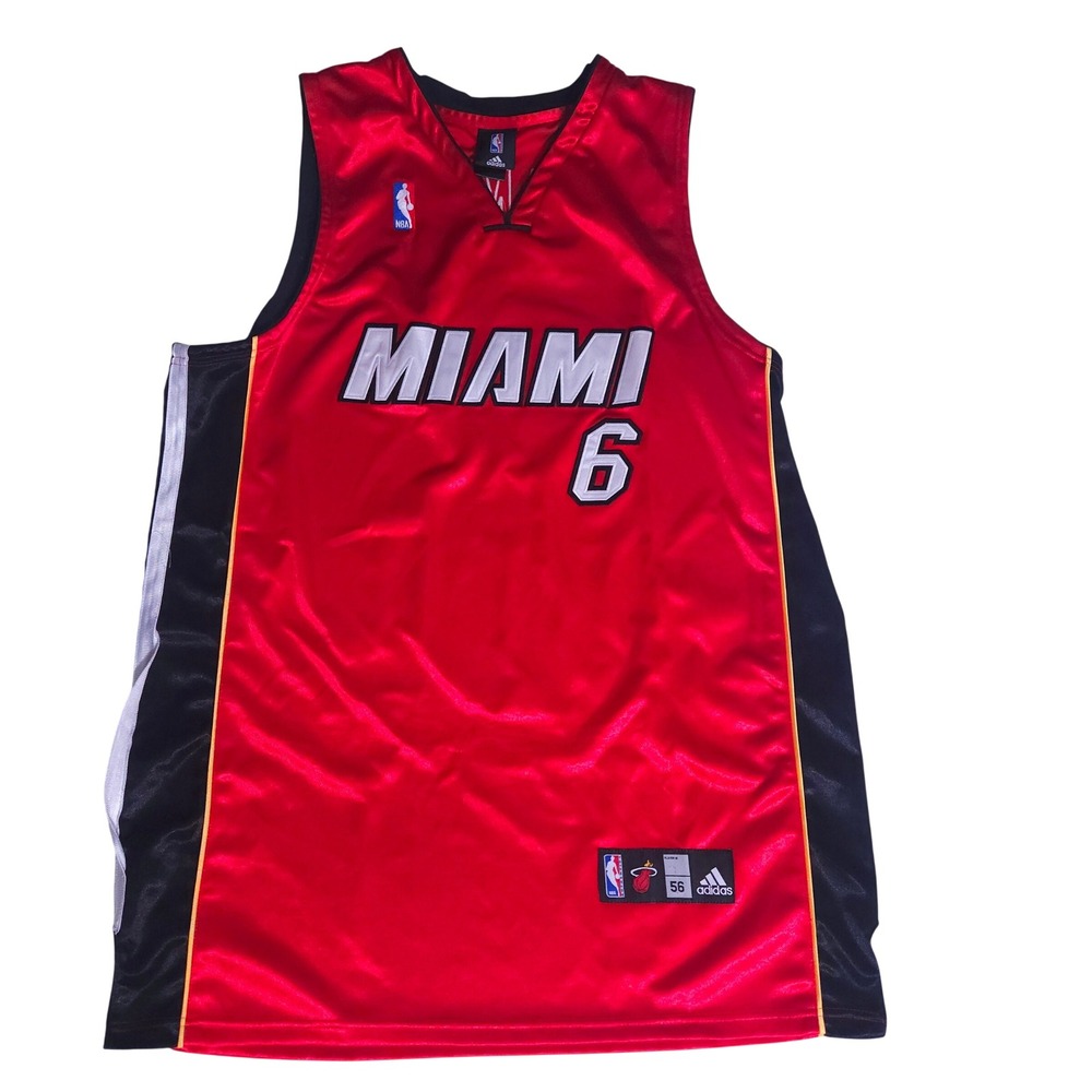 Adidas Miami Heat LeBron James 6 NBA Jersey Red Mens Size 56 XXL 2XL